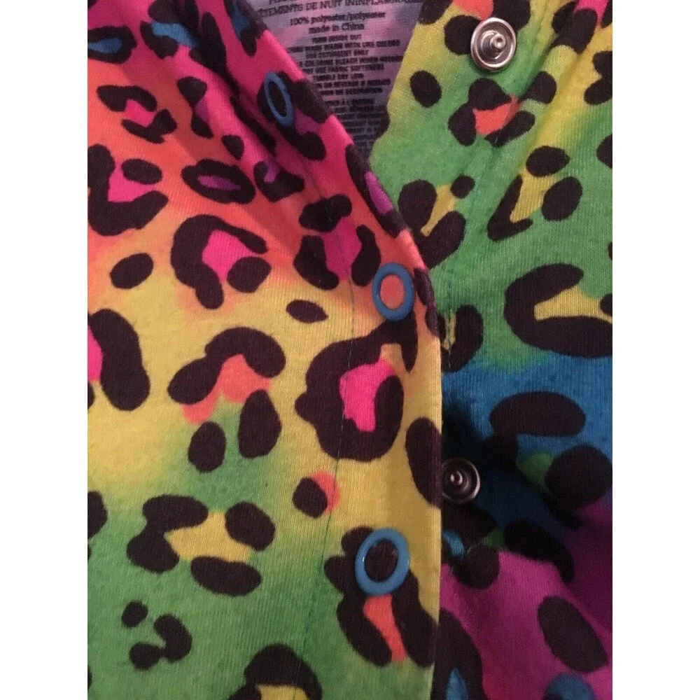 Justice Girls Colorful Leopard Print Pajama Romper Jumpsuit Shorts Sleep Size 10